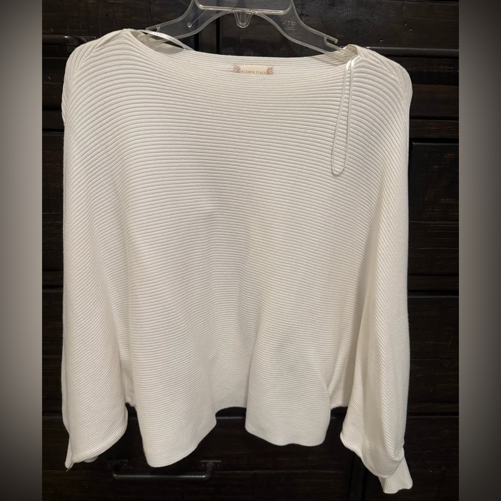 Altar'd State Cream Ribbed Knit Top